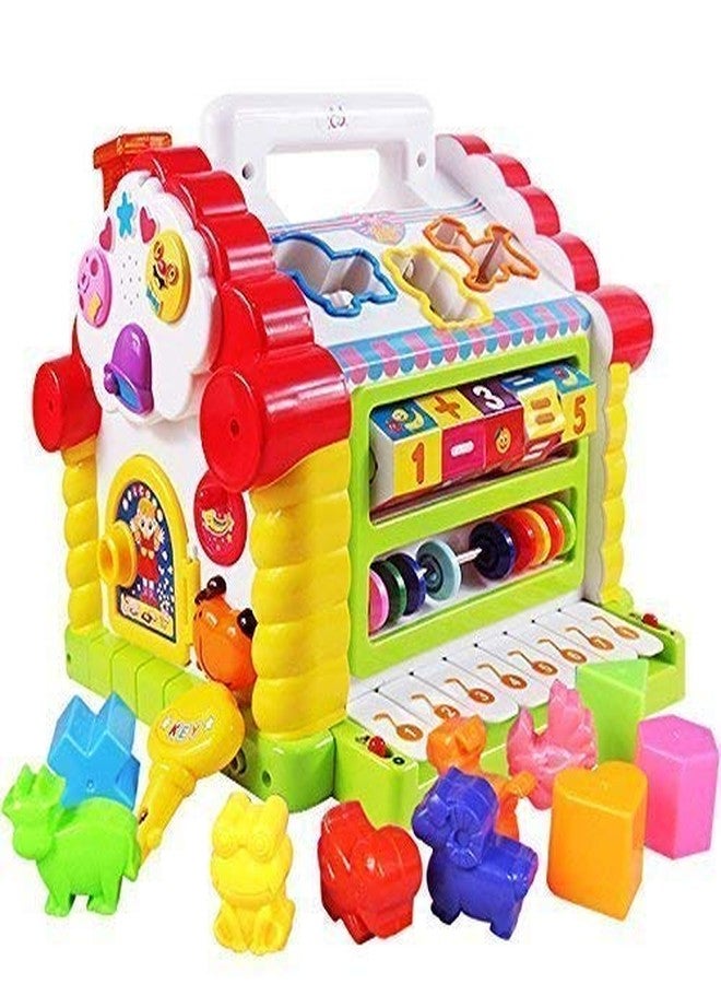 Shivaaro Early Educational Toys, Colorful Musical Baby House with Shape Sorters, Musical Piano Keys, Counting Math Beads, Blocks Activity Cube, Multi Game Play Cube Toys - Image 1